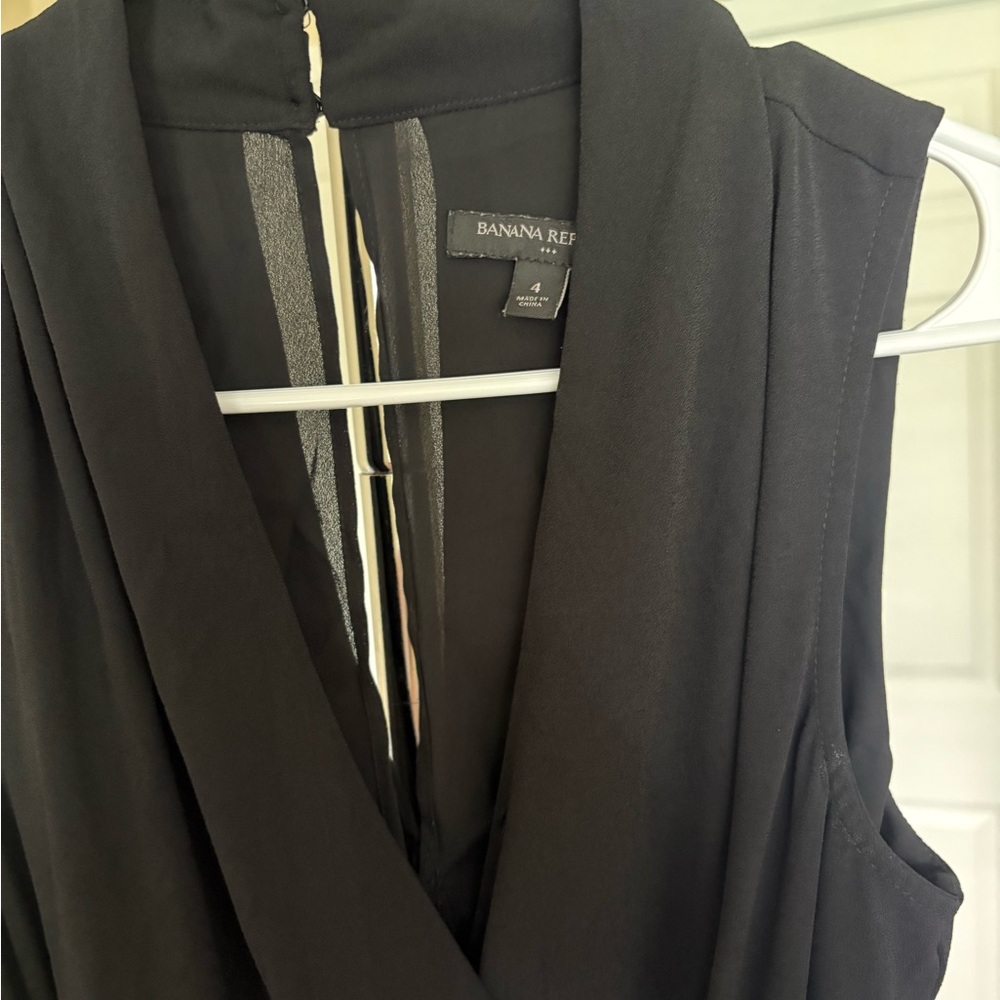 Banana Republic Sleeveless Black Wide-Leg Jumpsuit with Tie Waist - Picture 6 of 8